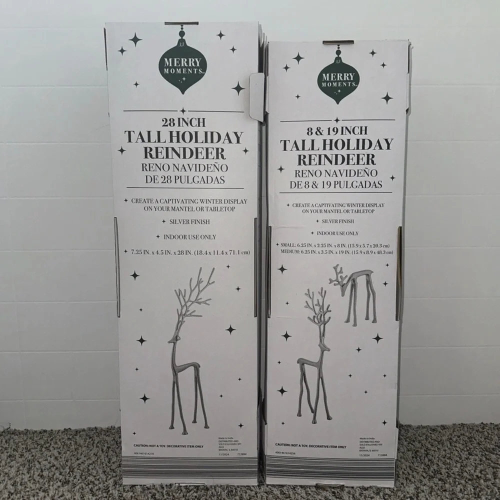 Aldi Set of 2 Merry Moments Dramatic Silver Reindeer